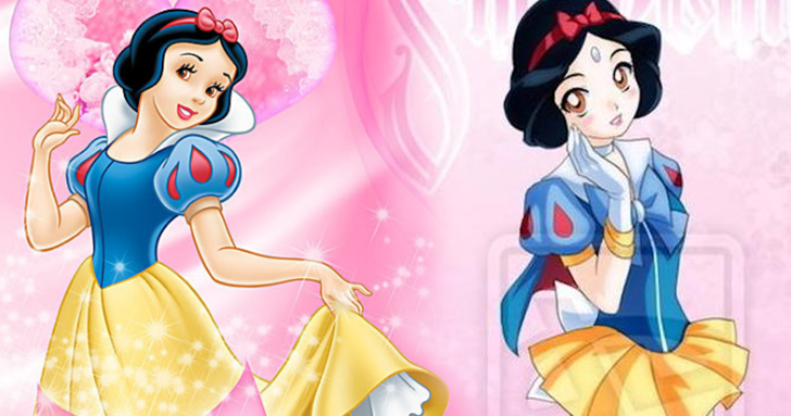 「日本畫風的迪士尼公主」白雪公主超可愛，小美人魚走錯棚了！－動漫的故事